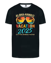 Men's Plus Size Black Holiday Eyes Inside Hawaiian Pattern Print Round Neck Short Sleeve T-Shirt